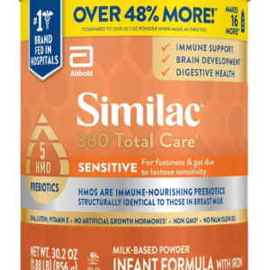 Similac 360 Total Care Sensitive Infant Formula for Fussiness & Gas Due to Lactose Sensitivity, Has 5 HMO Prebiotics, Non-GMO,‡ Baby Formula Powder, 30.2-oz Value Can  Similac