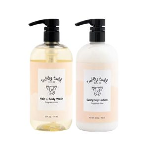 Tubby Todd Baby Bath & Skincare Kit - The Wash and Lotion Bundle - Baby Wash and Baby Lotion Gift Set - 25 Oz - Fragrance-Free  Baby