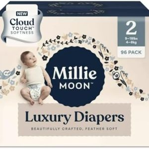 Millie Moon Diapers Sizes 1-6 Luxury Diapers COUCHES DE Luxe (Choose Size) (Size 2-96 Diapers (9lbs-18lbs))  Baby