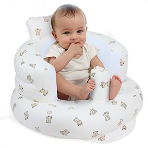EKEPE Inflatable Baby Seat for Babies 3 Months & Up, Baby Floor Seats for Sitting Up, Baby Seats for Infants, Blow Up Baby Chair with Built in Air Pump - Bear  Baby