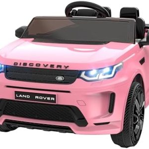 ARBELI 12V Licensed Land Rover Kids Electric Car w/Parent Remote Control, Bluetooth, Music, Shock Absorbers, LED Lights, Ride On Toys for Kids Ages 2-5 (Single Seat), Pink  Toys & Games
