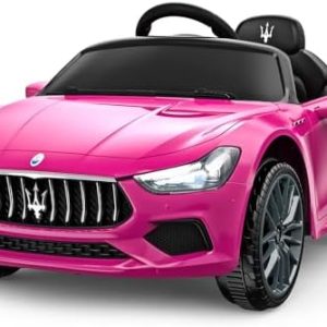ARBELI 12V Licensed Maserati Kids Ride On Car w/Parent Remote Control, Spring Suspension, Music & Horn, Headlights &Taillights, Ride On Toy for Toddlers Ages 2-4, Pink  Toys & Games