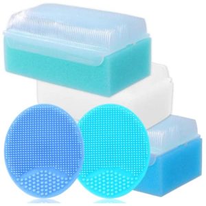 Cradle Cap Brush for Babies - Baby Sponge for Bathing Newborn Bath Essentials | Baby Brush and Comb Set Newborn - Cradle Cap Treatment | Baby Bath Sponges for Newborns (5-Pack)  Baby