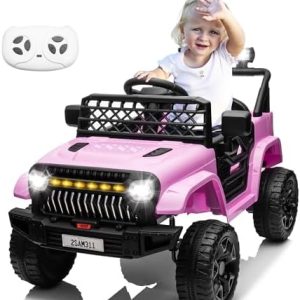 JOYRACER 12V Ride on Car with Remote Control Power 4 Wheels, 3 Speeds, Bluetooth Music, Led Lights, Spring Suspension, Electric Vehicles Jeeps Truck Toy for Boys Girls  Toys & Games