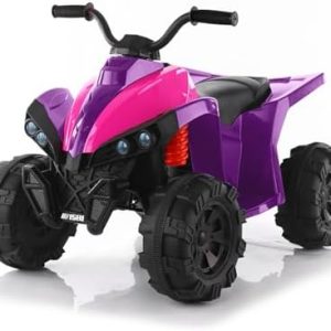 TCARAIWEN 12V Kids ATV 4 Wheelers for Kids 3-6,Electric Kids Ride on ATV with Music Player, All Terrain Tires, Kids Ride on Cars, Purple  Toys & Games