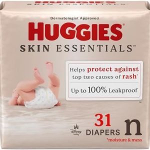 Huggies Size Newborn Diapers, Skin Essentials Baby Diapers, Size Newborn (6-9 lbs), 31 Count  Baby