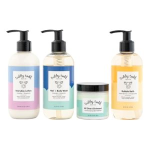 Tubby Todd Sensitive Skincare Baby Bath Kit - Baby Shampoo and Body Wash, Lotion, All Over Ointment & Bubble Bath - The Essentials Baby Bath Gift Set - Standard Size Lavender Rosemary  Baby