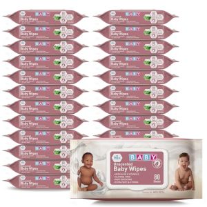 MED PRIDE Unscented Baby Wipes Bulk [24 Packs x 80 Wipes=1920 Wipes Total]- Alcohol-Free Baby Wipes With Soothing Aloe Vera & Vitamin E- Extra Soft & Strong, Paraben-Free, Non-Irritating  Baby