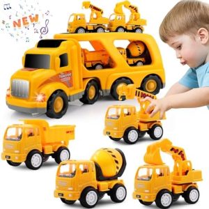 Nicmore Construction Truck Toddler Toys Car Toys for 1 2 3 4 Year Old Boy 5 in 1 Carrier Toys for Kids Age 1-3 2-4| 18 Months 2 Year Old Boy Christmas Birthday Gifts : Toys & Games