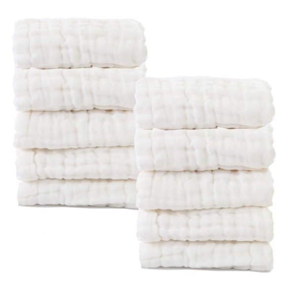 MUKIN Baby Washcloths - Natural Cotton Baby Wipes - Soft Newborn Baby Face Towel for Sensitive Skin- Baby Registry as Shower, 10 Pack 12x12 inches (Green,Blue,White)  Baby - Image 19