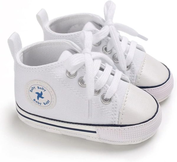 | Baby Girls Boys Shoes Soft Anti-Slip Sole Newborn First Walkers High Top Canvas Denim Unisex Infant Sneaker | Sneakers - Image 24