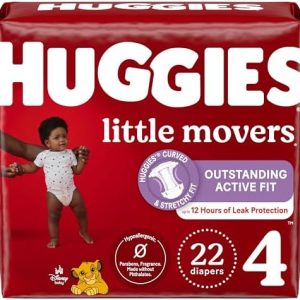 Huggies Size 4 Diapers, Little Movers Baby Diapers, Size 4 (22-37 lbs), 22 Count (Packaging May Vary)  Baby