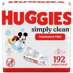 Huggies Simply Clean Fragrance-Free Baby Wipes, Unscented Diaper Wipes, 3 Flip-Top Packs (192 Wipes Total)  Everything Else