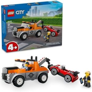 LEGO City Tow Truck and Sports Car Repair Building Set, Kids Gift Idea with 2 Minifigures and Accessories Including a Cochlear Implant, Pretend Play Tow Truck Toy for Boys & Girls Ages 4 and Up, 60435  Toys & Games