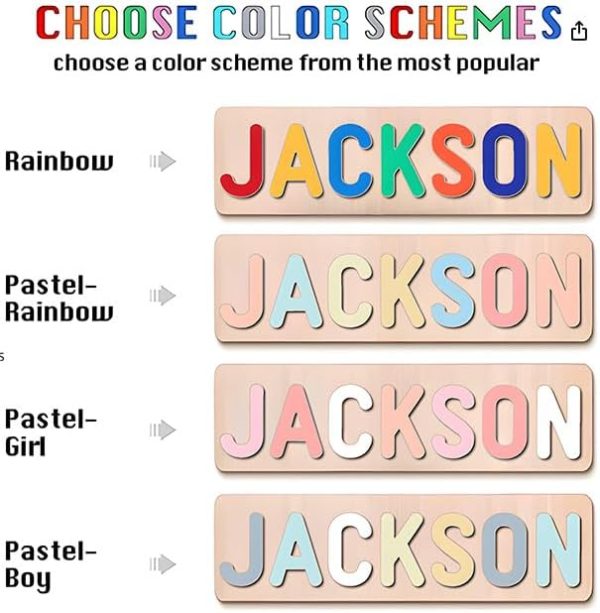 AZUFEMOS Personalized Name Puzzle for Kids, Personalized Baby Gifts Name Puzzles for Toddlers 1-3 1st Birthday for Girls & Boys Wooden Alphabet & Shape Puzzle Montessor Toys for Kids  Toys & Games - Image 5