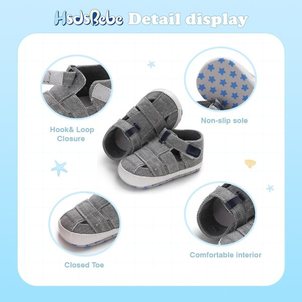HsdsBebe Infant Baby Boys Girls Summer Beach Sandals Breathable Athletic Anti-slip Soft Sole Newborn First Walker Crib Shoes(ZZY3205 dark brown,2)  Clothing, Shoes & Jewelry - Image 17