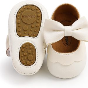 | Baby Girl Mary Jane Flats Dress Shoes - Infant Newborn Shoes Anti-Slip Soft PU Leather Party School Wedding Princess Baby Girl Shoes 0-18M | Mary Jane