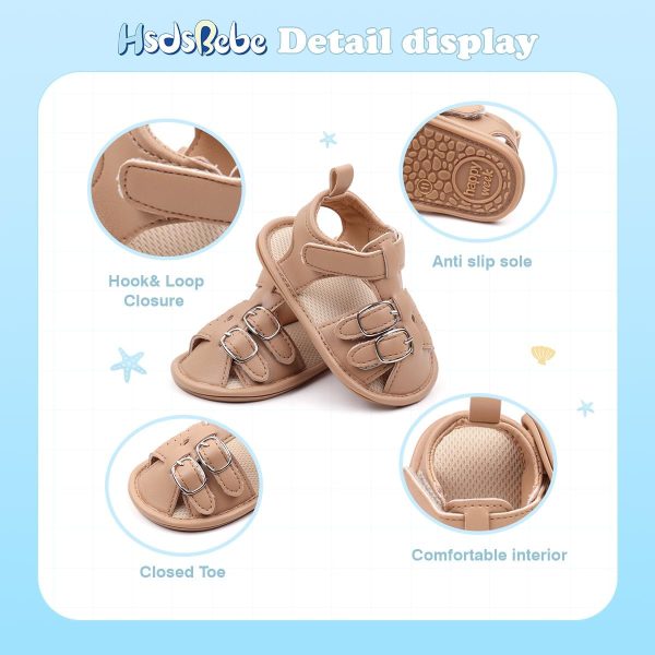 HsdsBebe Infant Baby Boys Girls Summer Beach Sandals Breathable Athletic Anti-slip Soft Sole Newborn First Walker Crib Shoes(ZZY3205 dark brown,2)  Clothing, Shoes & Jewelry - Image 23