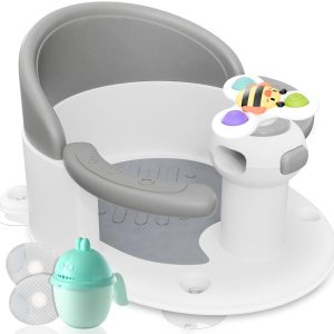 BEBELEH™ Baby Bath Seat [Original] for Babies 6 Months & Up - Safe Infant and Toddler Baby Bathtub Seat for Sitting Up - Baby Bath Tub Baby Tub Seat for Shower (Gray)  Baby