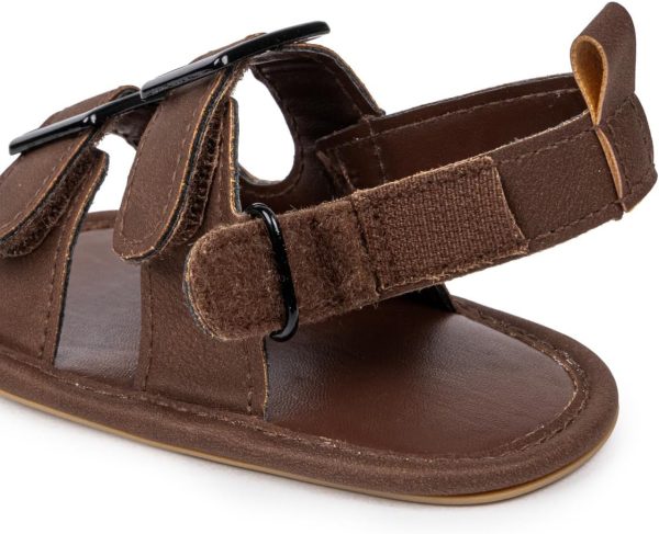 HsdsBebe Infant Baby Boys Girls Summer Beach Sandals Breathable Athletic Anti-slip Soft Sole Newborn First Walker Crib Shoes(ZZY3205 dark brown,2)  Clothing, Shoes & Jewelry - Image 5