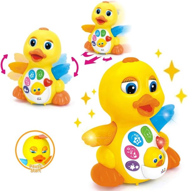 Yiosion Musical Flapping Yellow Duck Interactive Action Educational Learning Walking Light Up Dancing Toy for 1 Year Old Baby Toddler Infant  Toys & Games - Image 10