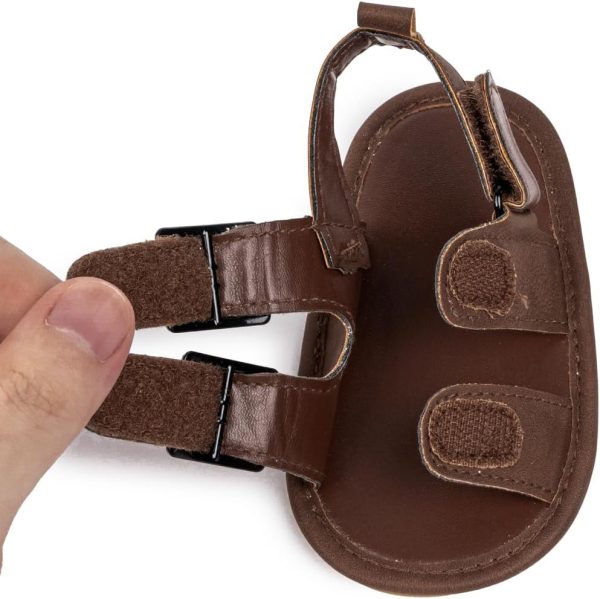 HsdsBebe Infant Baby Boys Girls Summer Beach Sandals Breathable Athletic Anti-slip Soft Sole Newborn First Walker Crib Shoes(ZZY3205 dark brown,2)  Clothing, Shoes & Jewelry - Image 4