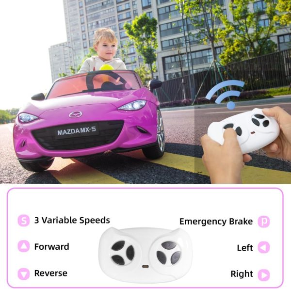 12V Ride on Car, Licensed Mazda MX-5 Electric Car for Kids, 12V Ride on Toys, Kids Cars with Parent Remote Control, Lights, Music-Pink  Toys & Games - Image 11