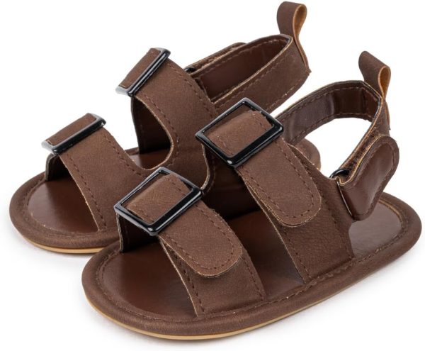 HsdsBebe Infant Baby Boys Girls Summer Beach Sandals Breathable Athletic Anti-slip Soft Sole Newborn First Walker Crib Shoes(ZZY3205 dark brown,2)  Clothing, Shoes & Jewelry - Image 3
