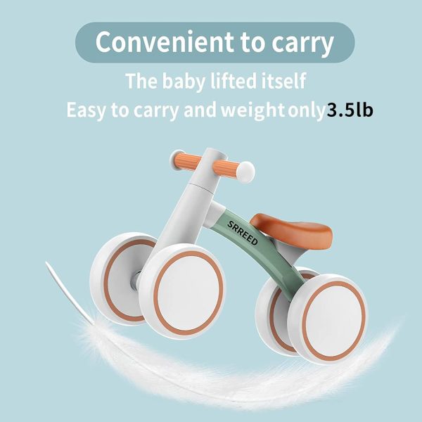 SEREED Baby Balance Bike for 1-2 Year Olds - 4 Wheels, First Bike for Toddlers, Birthday Gift (Green)  Toys & Games - Image 3