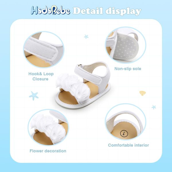 | HsdsBebe Baby Girls Sandals Bohemia Flower Bow Soft Sole Toddler First Walkers Beach Summer Shoes | Sandals - Image 5