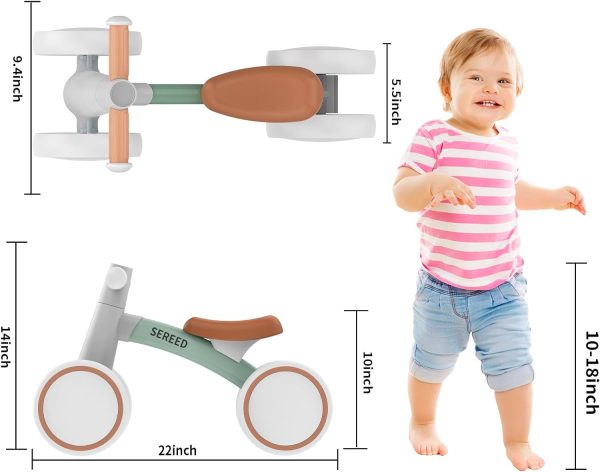 SEREED Baby Balance Bike for 1-2 Year Olds - 4 Wheels, First Bike for Toddlers, Birthday Gift (Green)  Toys & Games - Image 2