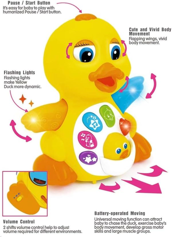 Yiosion Musical Flapping Yellow Duck Interactive Action Educational Learning Walking Light Up Dancing Toy for 1 Year Old Baby Toddler Infant  Toys & Games - Image 11