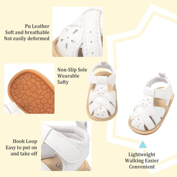 | Babelvit Infant Baby Girl Boy Sandals Comfort Premium Summer Outdoor Casual Beach Shoes with Flower Bowknot Anti Slip Rubber Sole Newborn Toddler Prewalker First Walking Shoes | Sandals - Image 5