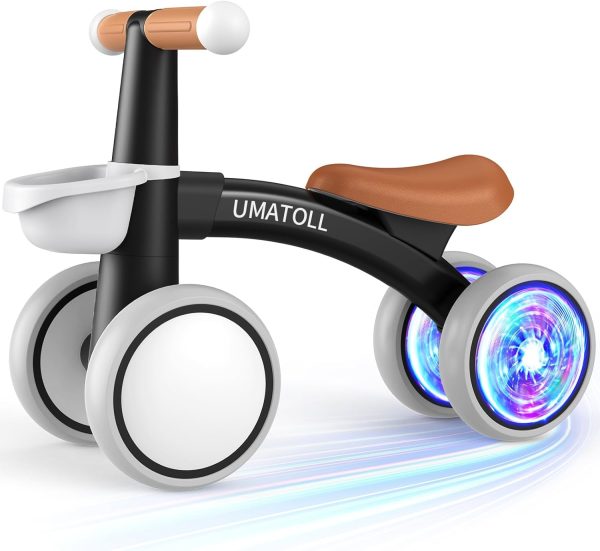 Umatoll Colorful Lighting Baby Balance Bike for 1-2 Year Old Boys Girls, Adjustable Soft Seat & Removable Basket, 12-24 Months Toddler Balance Bike, First Birthday Gift  Toys & Games - Image 9
