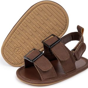 HsdsBebe Infant Baby Boys Girls Summer Beach Sandals Breathable Athletic Anti-slip Soft Sole Newborn First Walker Crib Shoes(ZZY3205 dark brown,2)  Clothing, Shoes & Jewelry