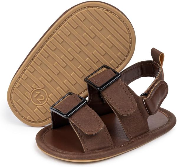 HsdsBebe Infant Baby Boys Girls Summer Beach Sandals Breathable Athletic Anti-slip Soft Sole Newborn First Walker Crib Shoes(ZZY3205 dark brown,2)  Clothing, Shoes & Jewelry