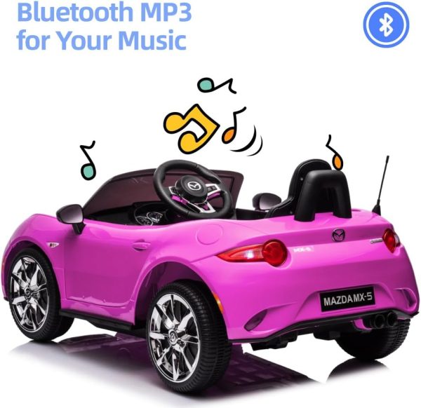 12V Ride on Car, Licensed Mazda MX-5 Electric Car for Kids, 12V Ride on Toys, Kids Cars with Parent Remote Control, Lights, Music-Pink  Toys & Games - Image 12