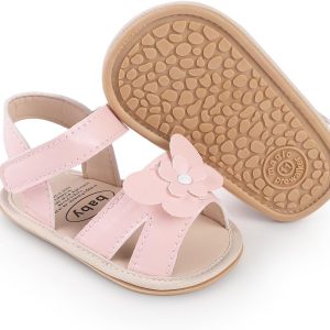 | Timatego Infant Baby Girls Sandals Non Slip Soft Sole T-Strap Flip Flops Toddler First Walker Crib Dress Shoes 3-18 Months(6-12 months infant 29 Pink) | Sandals