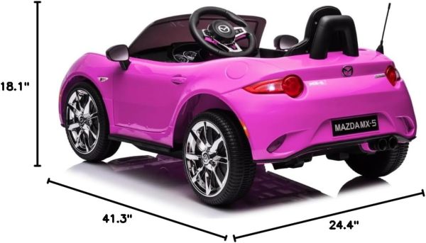12V Ride on Car, Licensed Mazda MX-5 Electric Car for Kids, 12V Ride on Toys, Kids Cars with Parent Remote Control, Lights, Music-Pink  Toys & Games - Image 18