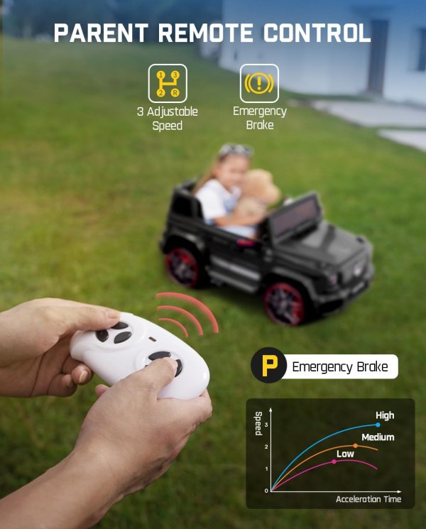 FanttikRide 12V 7Ah Licensed Mercedes-Benz G63 Ride on Car for Kids Ages 3-6, Electric Car Ride on Toys w/Parent Remote, Wireless Music, Suspension System - AMG G63 Large, Black  Toys & Games - Image 12