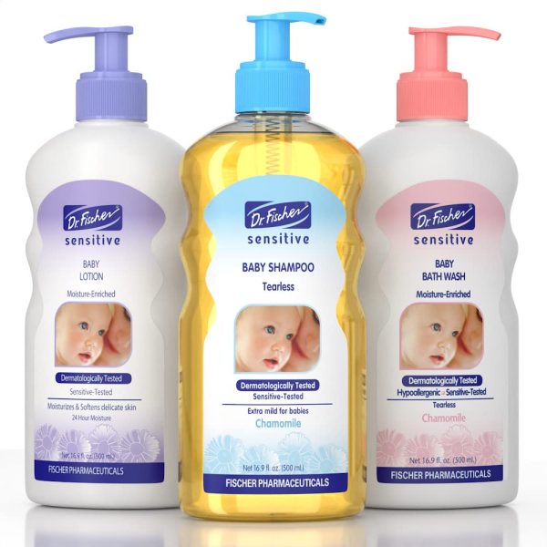 Dr. Fischer Sensitive Baby Bath Set - Baby Bath Wash, Tearless Shampoo, Lotion, & Eye Care Wipes, Baby Bath Essentials - Vitamin Rich Baby Wash Set, Baby Wash and Shampoo Sets - Daily Baby Skin Care  Baby - Image 13
