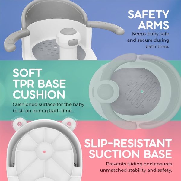 BEBELEH™ Baby Bath Seat [Original] for Babies 6 Months & Up - Safe Infant and Toddler Baby Bathtub Seat for Sitting Up - Baby Bath Tub Baby Tub Seat for Shower (Gray)  Baby - Image 23