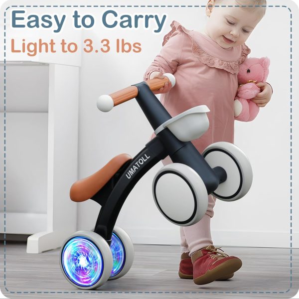 Umatoll Colorful Lighting Baby Balance Bike for 1-2 Year Old Boys Girls, Adjustable Soft Seat & Removable Basket, 12-24 Months Toddler Balance Bike, First Birthday Gift  Toys & Games - Image 16