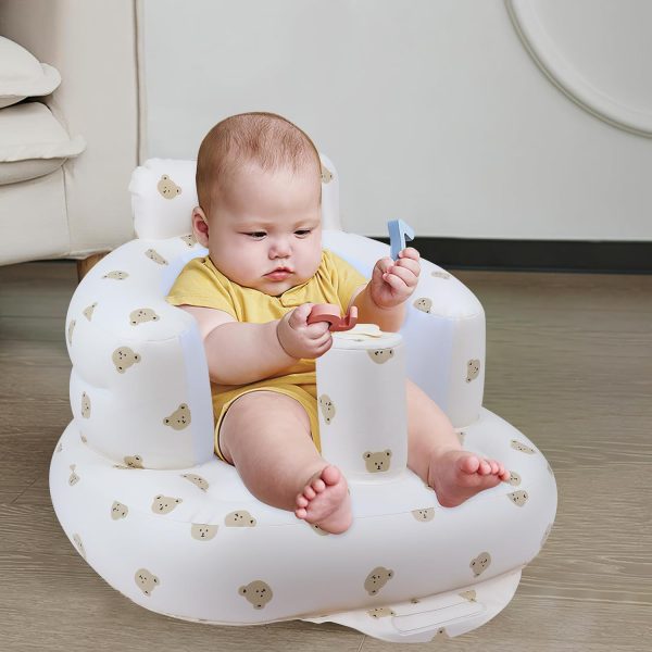 EKEPE Inflatable Baby Seat for Babies 3 Months & Up, Baby Floor Seats for Sitting Up, Baby Seats for Infants, Blow Up Baby Chair with Built in Air Pump - Bear  Baby - Image 20