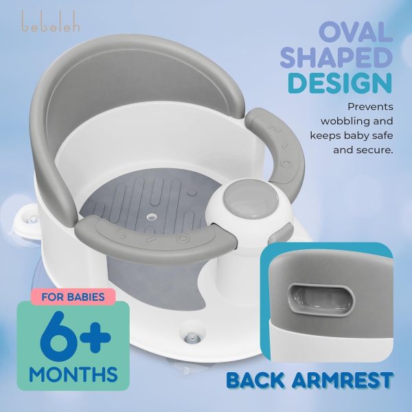 BEBELEH™ Baby Bath Seat [Original] for Babies 6 Months & Up - Safe Infant and Toddler Baby Bathtub Seat for Sitting Up - Baby Bath Tub Baby Tub Seat for Shower (Gray)  Baby - Image 21