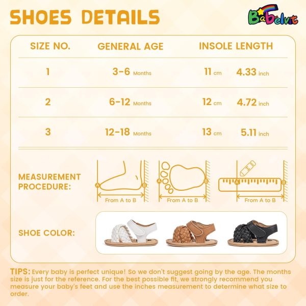 | Babelvit Infant Baby Girl Boy Sandals Comfort Premium Summer Outdoor Casual Beach Shoes with Flower Bowknot Anti Slip Rubber Sole Newborn Toddler Prewalker First Walking Shoes | Sandals - Image 18