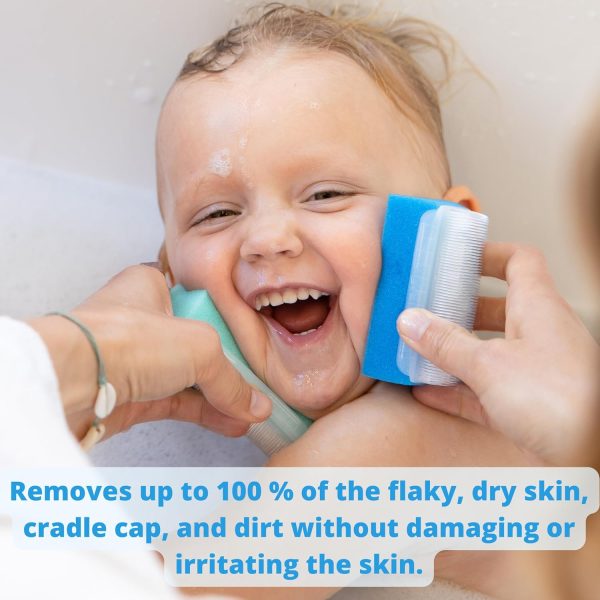 Cradle Cap Brush for Babies - Baby Sponge for Bathing Newborn Bath Essentials | Baby Brush and Comb Set Newborn - Cradle Cap Treatment | Baby Bath Sponges for Newborns (5-Pack)  Baby - Image 22