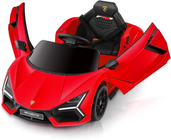 ELEMARA Lamborghini Battery Car for Kids with Scissor Door,Kids Ride On Car with Remote Control,Kid 12V Children's Car with Bluetooth,LED Light,MP3 Player and Wide Seat(Blue)  Toys & Games - Image 15