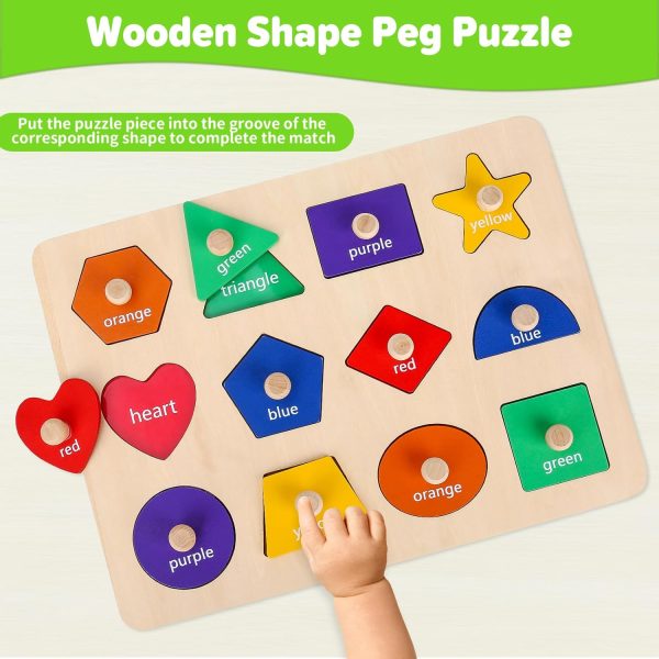 Jumlys Montessori Toys for Toddlers 1, 2, 3 Year Old, Wooden Shape Learning Puzzles for Baby 12-18-24 Months, Early Educational Toys, Perfect Christmas Birthday Gifts for Boys & Girls Age 1-3 - Image 10