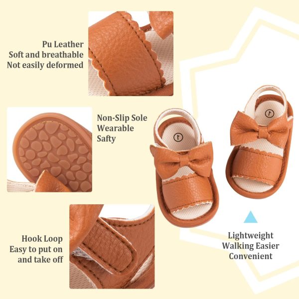 | Babelvit Infant Baby Girl Boy Sandals Comfort Premium Summer Outdoor Casual Beach Shoes with Flower Bowknot Anti Slip Rubber Sole Newborn Toddler Prewalker First Walking Shoes | Sandals - Image 23